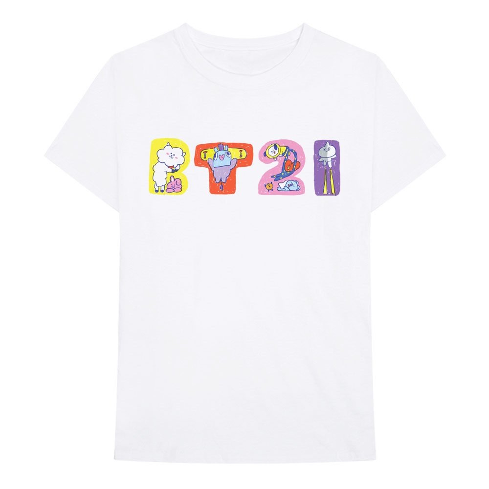BT21 - Doodle Letters Heren Tshirt - Wit